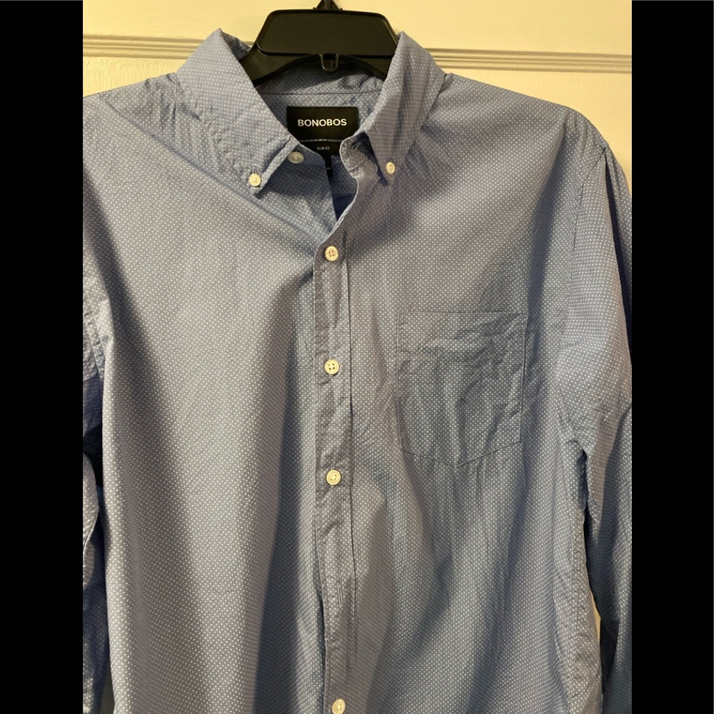 New Bonobos L Slim Blue Mini Dot L/S Button Down